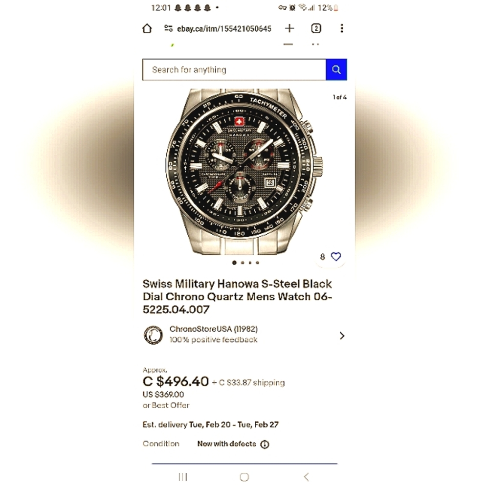Swiss military watch sells for 500 used I have a strap link missing so half off